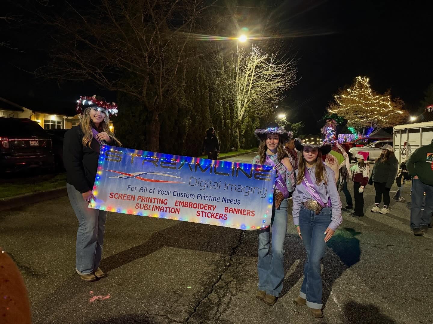 Large banner at night